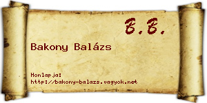 Bakony Balázs névjegykártya